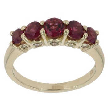 9ct Yellow Gold 0.15ct Diamond And Garnet Ring