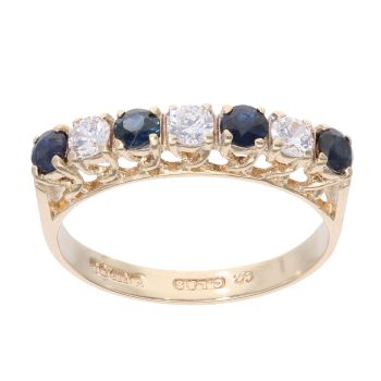 9ct Yellow Gold Sapphire and Cubic Zirconia Eternity Ring