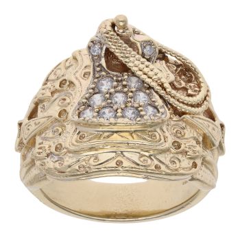 9ct Yellow Gold Cubic Zirconia Saddle Ring
