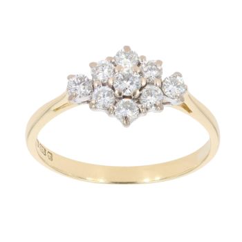 18ct Yellow Gold 0.50ct Diamond Cluster Ring