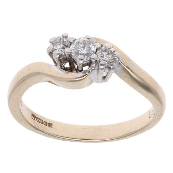 9ct Yellow Gold 0.25ct Brilliant Cut Diamond Trilogy Ring