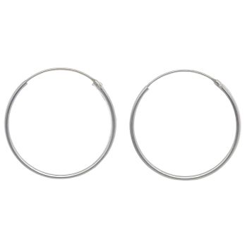 Silver Plain Hoop Earrings by Icesia