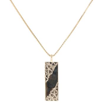 9ct Yellow Gold Patterned Ingot Pendant and Chain 24"