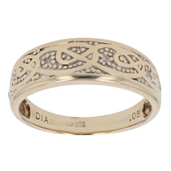9ct Yellow Gold 0.05ct Diamond Celtic Ring