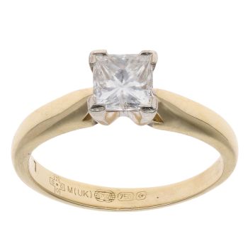 18ct Yellow Gold 0.50ct Princess Cut Diamond Solitaire Ring