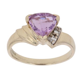 9ct Yellow Gold Amethyst And Cubic Zirconia Ring