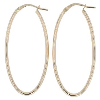 9ct Yellow Gold Oval Hoop Earrings