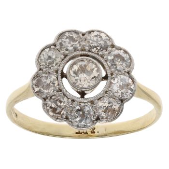 14ct Yellow Gold 1.00ct Brilliant Cut Diamond Cluster Ring