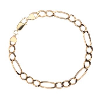 9ct Yellow Gold Figaro Bracelet 7.5"