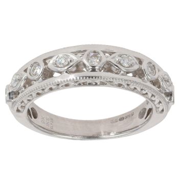 9ct White Gold 0.12ct Diamond Fancy Ring