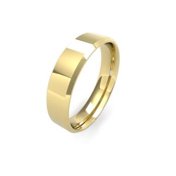 18ct Yellow Gold 5mm Soft Chamfered Edge Wedding Band