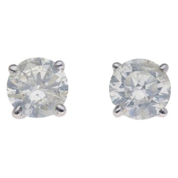 18ct White Gold 4.10ct Diamond Solitaire Stud Earrings