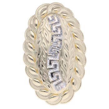 14ct Yellow And White Gold Greek Key Patterned Fancy Ring