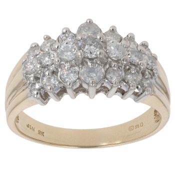 9ct Yellow Gold 1.00ct Brilliant Cut Diamond Cluster Ring