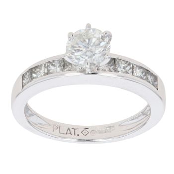 Platinum 1.50ct Brilliant And Princess Cut Diamond Solitaire Ring