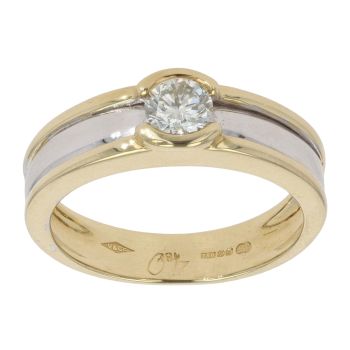 18ct Yellow And White Gold Brilliant Cut Diamond Solitaire Ring