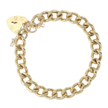 9ct Yellow Gold Heart Charm Bracelet 7"
