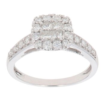 9ct White Gold 0.66ct Diamond Cluster Ring