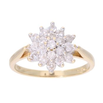 9ct Yellow Gold 0.50ct Diamond Cluster Ring