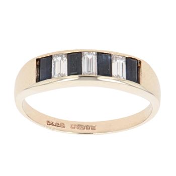 9ct Yellow Gold Cubic Zirconia and Sapphire Eternity Ring