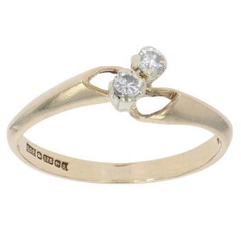9ct Yellow Gold 0.08ct Diamond Two Stone Ring