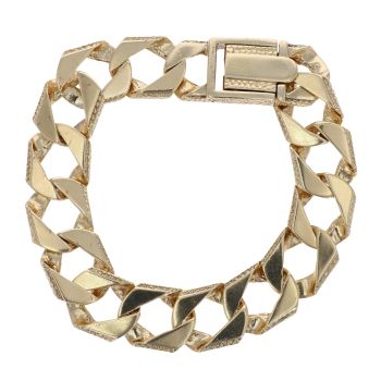 9ct Yellow Gold Textured Curb Bracelet 9"