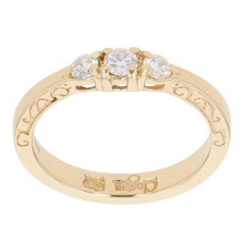 18ct Yellow Gold 0.25ct Diamond Clogau Trilogy Ring