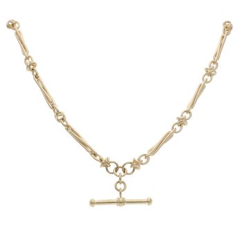 9ct Yellow Gold Knots T-Bar Chain 16"
