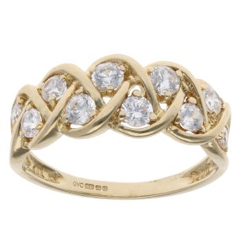 14ct Yellow Gold Cubic Zirconia Twist Ring