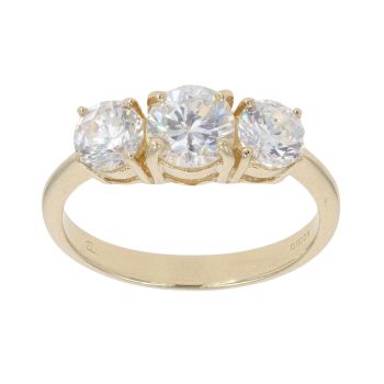 9ct Yellow Gold Three Stone Cubic Zirconia Ring