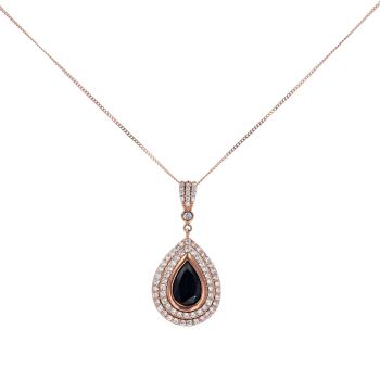 9ct Rose Gold Pear Shaped Gemstone Pendant And 16" Chain