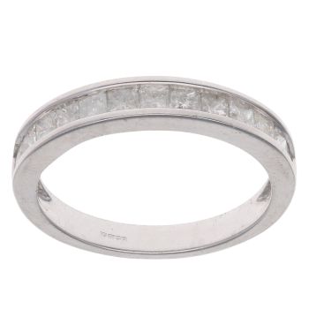 9ct White Gold 0.90ct Princess Cut Diamond Half Eternity Ring