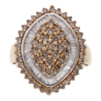 9ct Yellow Gold 2.00ct Diamond Cluster Ring