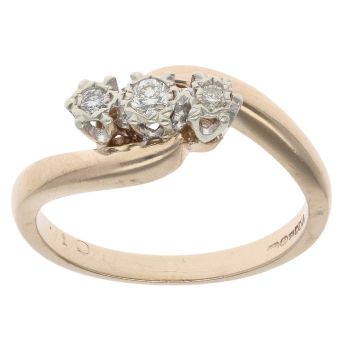 9ct Yellow Gold 0.15ct Diamond Trilogy Ring
