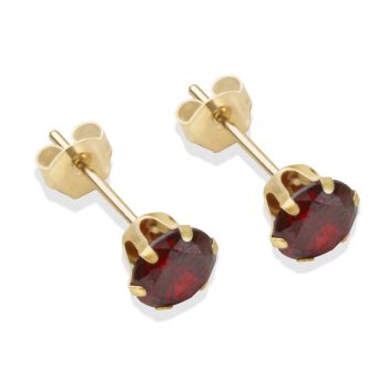 9ct yellow gold 5mm garnet CZ stud Earrings