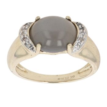 9ct Yellow Gold 0.05ct Diamond and Moonstone Dress Ring