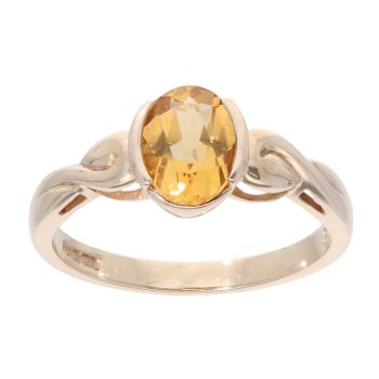 9ct Yellow Gold Created Citrine Stone Set Ring