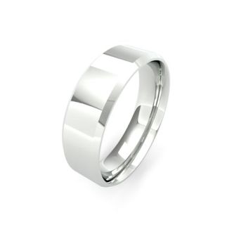 18ct White Gold 6mm Soft Chamfered Edge Wedding Band