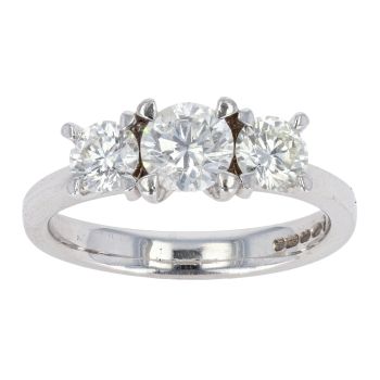 18ct White Gold 1.00ct Diamond Trilogy Ring