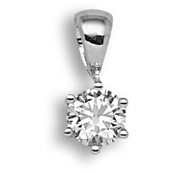 18 Carat White Gold 35pt 6 Claw Diamond Solitaire Pendant