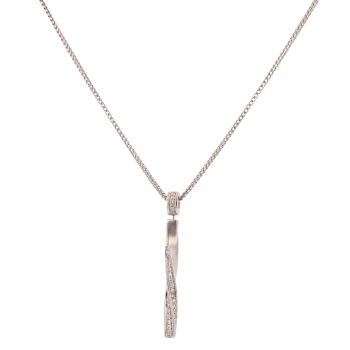 18ct White Gold 0.50ct Diamond Twist Bar Pendant and Chain 18"