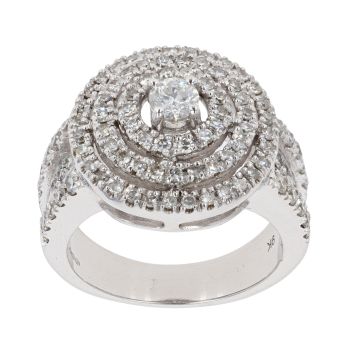9ct White Gold 1.18ct Diamond Halo Cluster Ring by Anya Belle