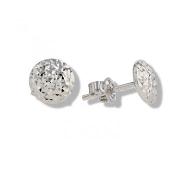 9ct White Gold Pyramid Button Stud Earrings