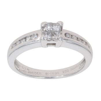 Platinum 0.25ct Princess And Brilliant Cut Diamond Cluster Ring