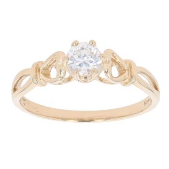 14ct Yellow Gold Cubic Zirconia Solitaire Ring