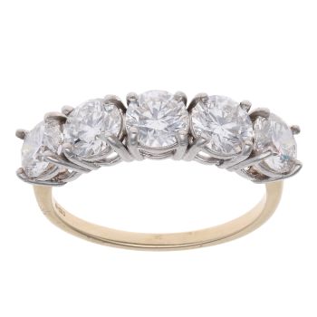 9ct Yellow Gold 3.65ct Lab Grown Brilliant Cut Diamond Five Stone Ring