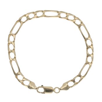 9ct Yellow Gold Figaro Bracelet 7.5"