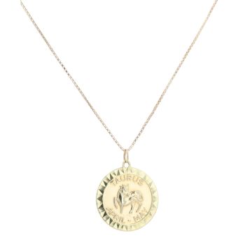 9ct Yellow Gold Taurus Pendant And Chain 16"
