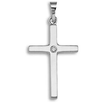 9 Carat White Gold 3pts Diamond Cross