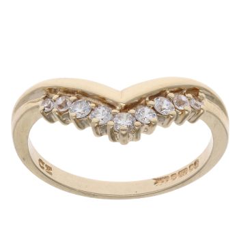 9ct Yellow Gold Cubic Zirconia Wishbone Ring